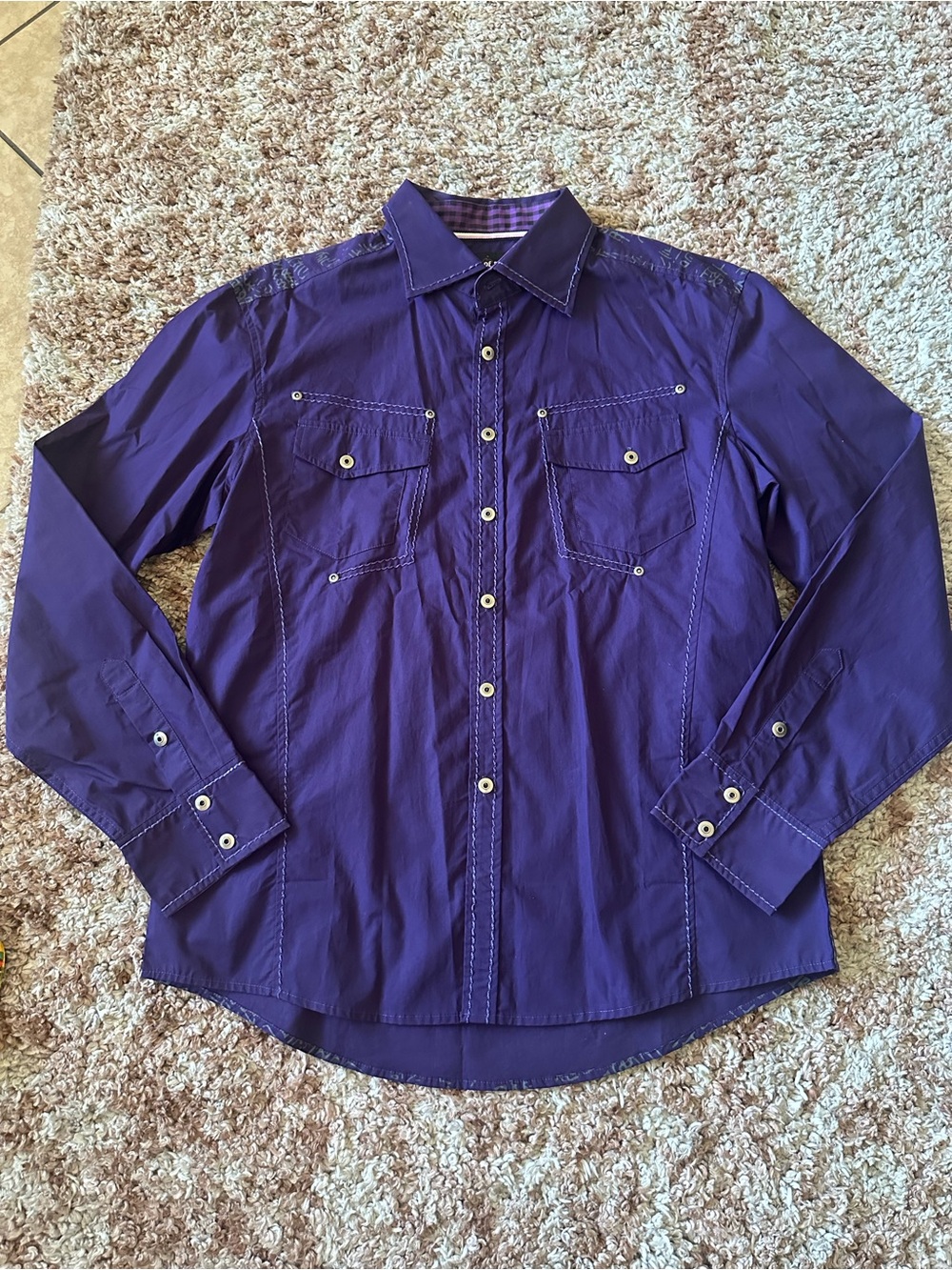 House of lords Purple Button-Up Long Sleeve Shirt